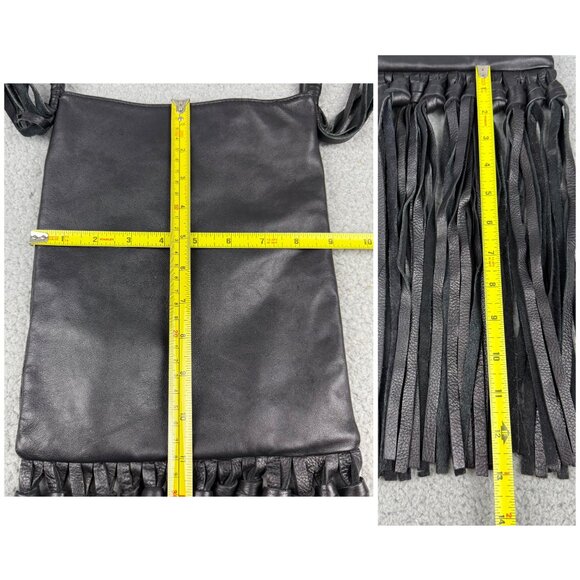 Ecote Bag Medium Black Cow Leather Crossbody Purse Boho Fringe Tassel Shoulder 1 - Picture 10 of 10